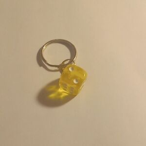 Hand Crafted Yellow Dice Keychain